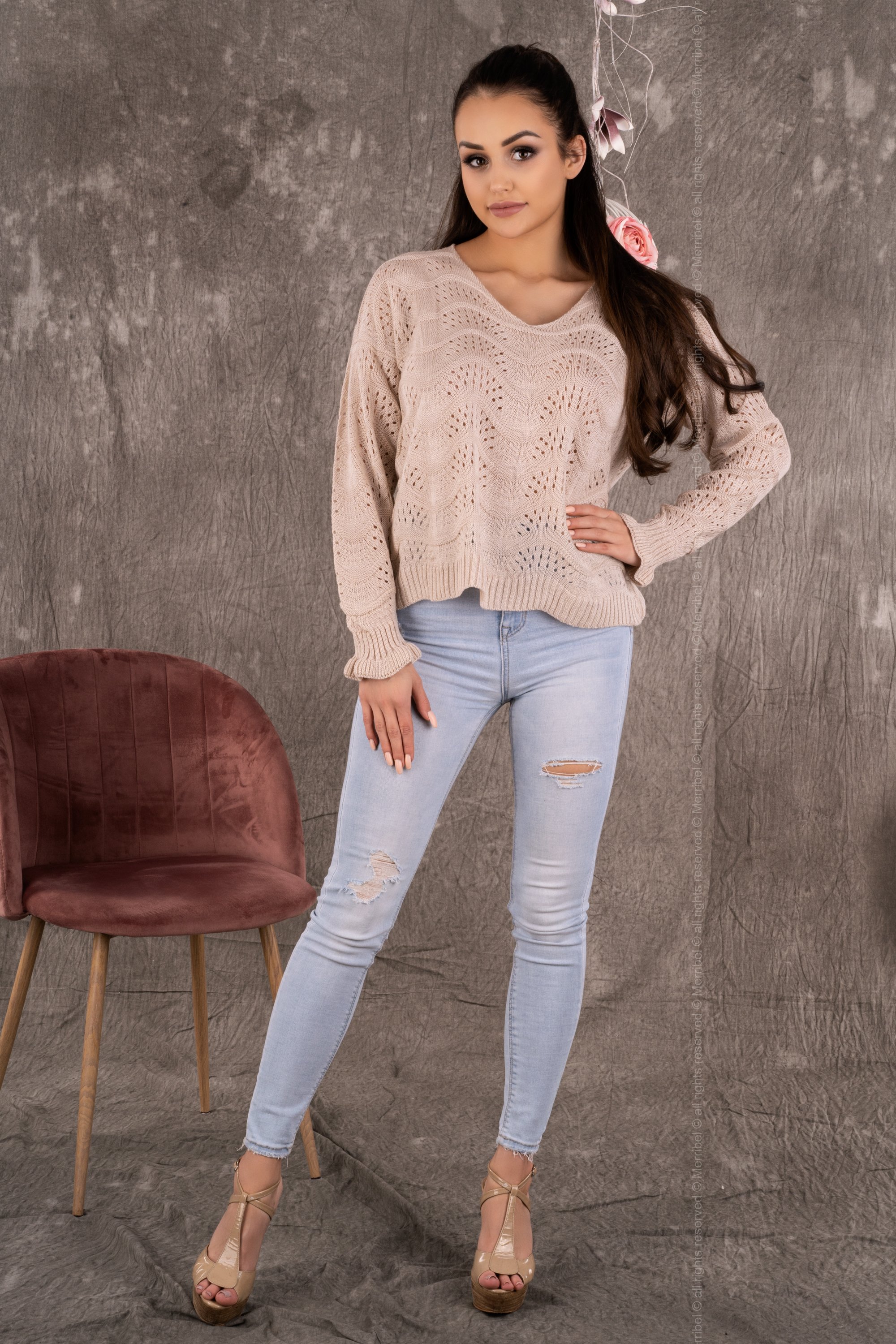 Merribel Sweter Venigam Beige